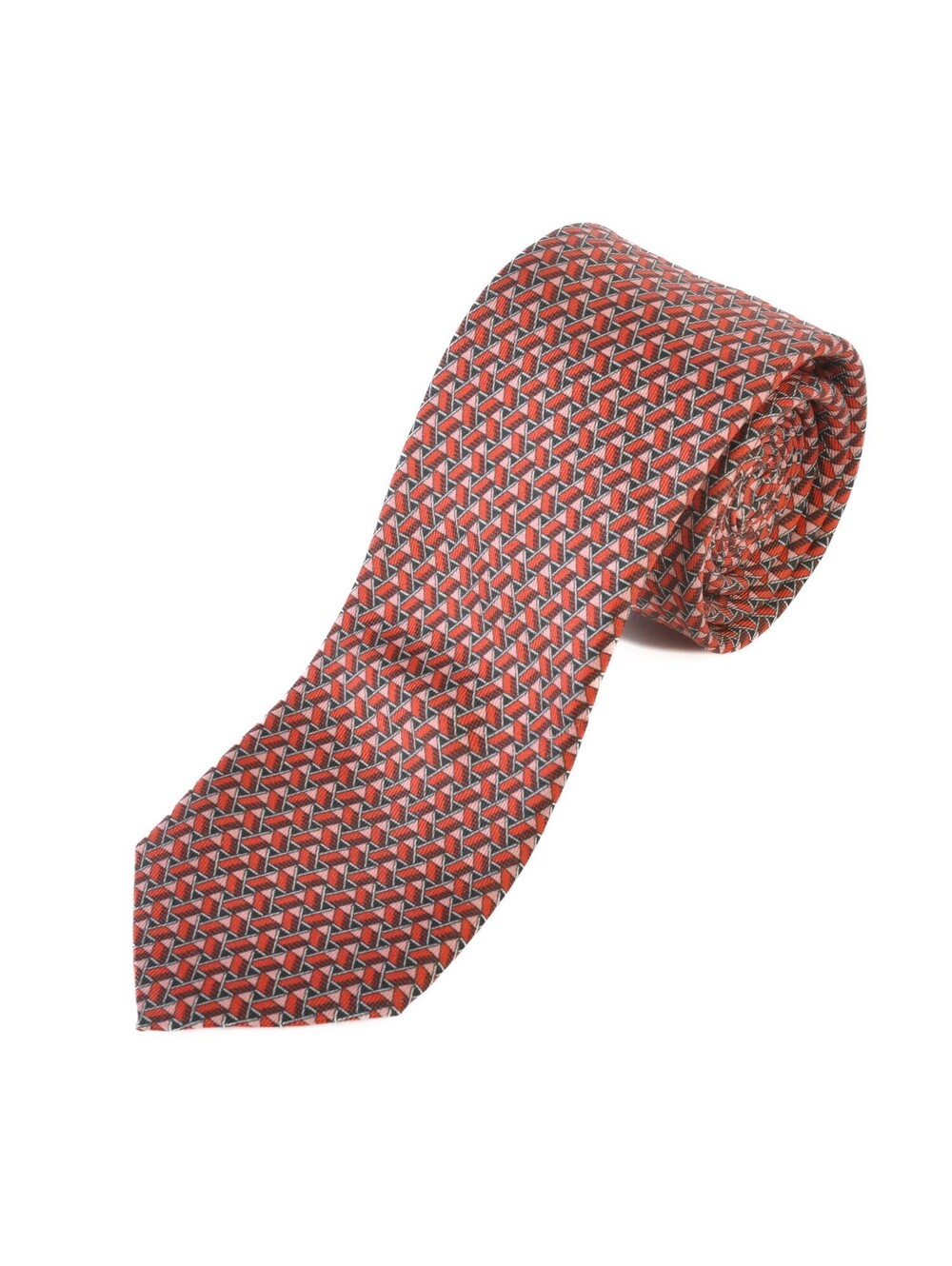 Hugo Boss Red Geometric Print Skinny Tie 38158